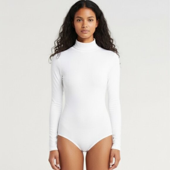 Wolford White Colorado Turtleneck Long Sleeve String Bodysuit - Small - Picture 1 of 9